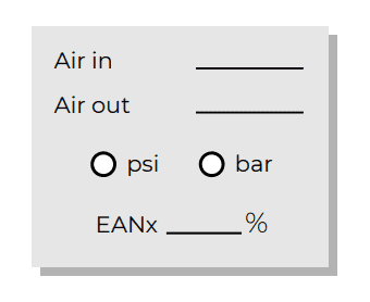 Keeping track of air consumption helps you improve over time. Log entry of air consumption.